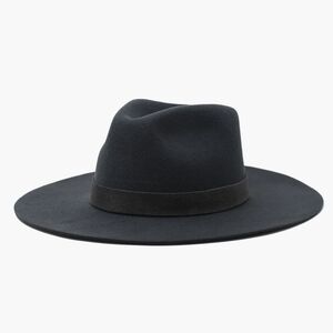 Wide Brim Felt Fedora Hat in Black